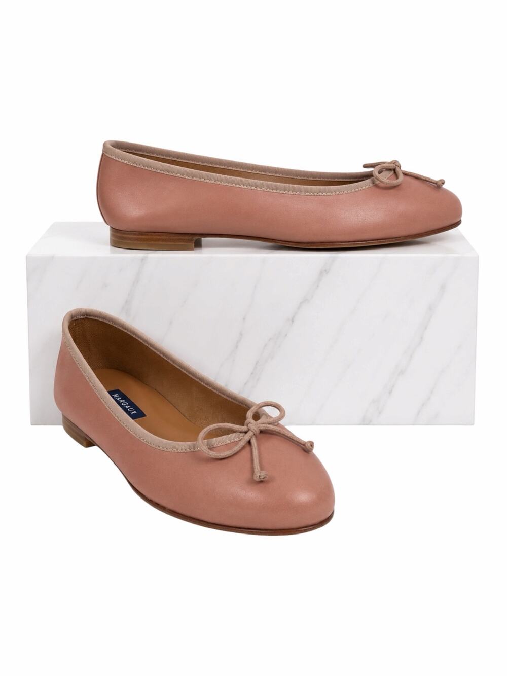 Margaux The Demi Bow Nappa Leather Ballet Flats Pink Size 38